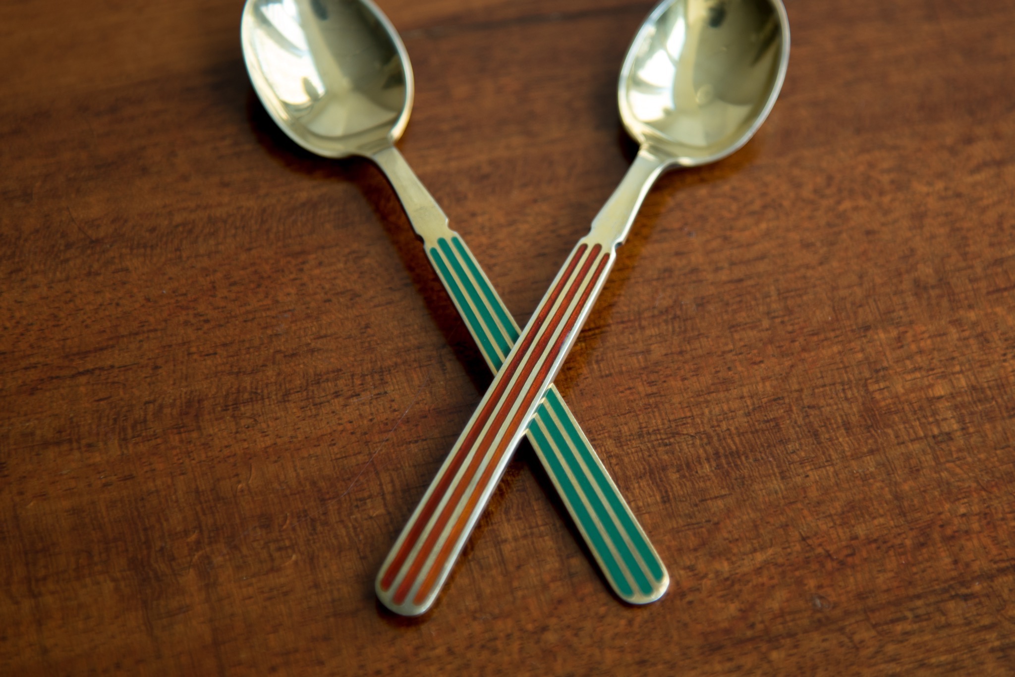 Anton Michelsen Silver tea spoon with Vermeil Enamel handle｜Luca 